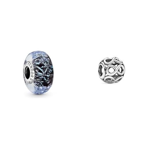 Pandora charm murano blu scuro 798938c00 argento & charm 791872 infinity sparkle