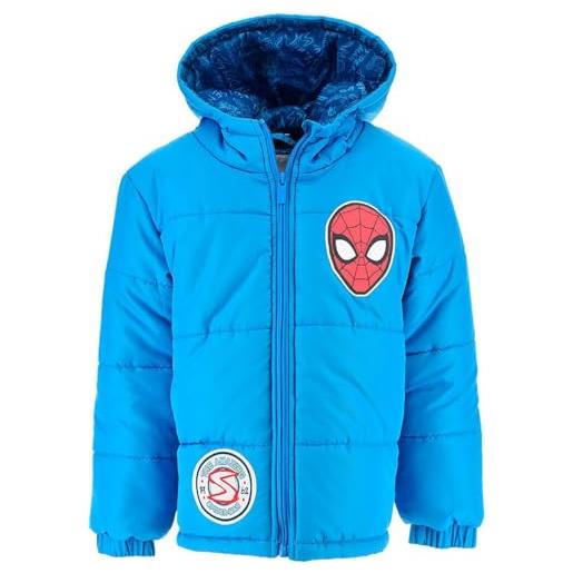Marvel spiderman cappotto per ragazzi, giacca imbottita calda e morbida, cappotto con cappuccio per bambino, design cappotto blu spiderman, taglia 4 anni | blu