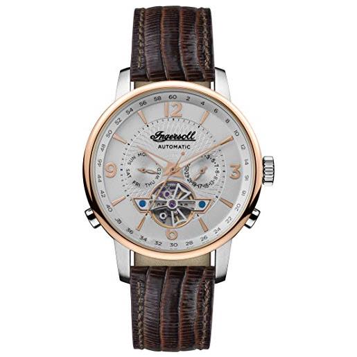 Ingersoll men's the grafton automatic watch with white dial and brown leather strap i00701b