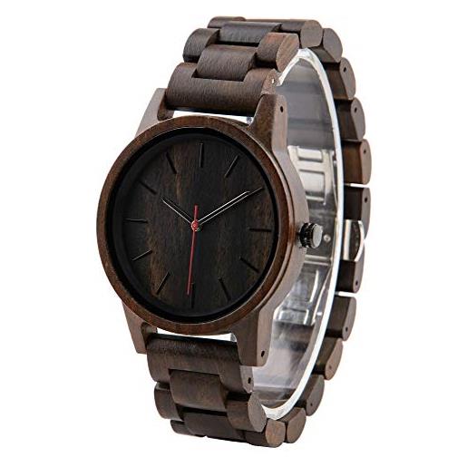 LMWOOD orologio da uomo in legno di noce, fatto a mano, orologio da polso analogico al quarzo con incisione personalizzata per lui, bracciale