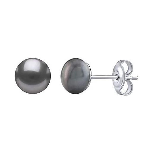 SILVEGO orecchini da donna in argento 925 con vera perla nera colore tahiti, lps0614b6