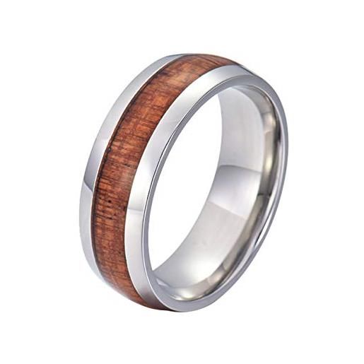 Daesar anello di tungsteno anello matrimonio uomo anello 8 mm in legno intarsiato argento marrone anello fidanzamento misura 17
