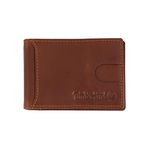 Timberland men's slim leather minimalist front pocket credit card holder wallet, cognac (altroz money clip)