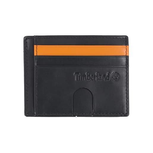 Timberland men's slim leather minimalist front pocket credit holder wallet, black (cloudy card case)