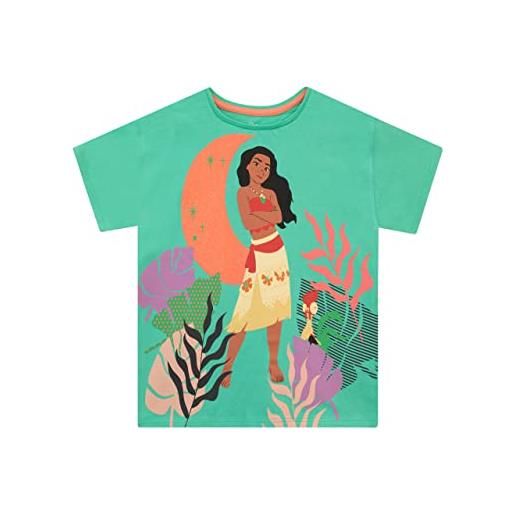 Disney maglietta per ragazze oceania tshirt principessa moana bambina manica corta 100% cotone verde 7-8 anni