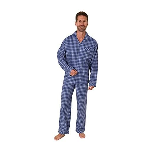 Trend by Normann pigiama da uomo in flanella con bottoni - anche in taglie forti - 222 101 15 851, blau, xxxx-large