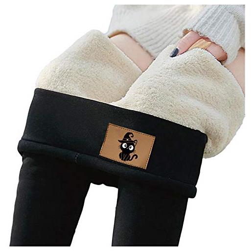 Coo2Sot leggings termici da donna caldi leggings invernali a vita alta termici elastici caldi leggings lunghi foderati calde pantacollant (black, xxxxl)