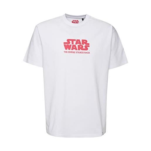 Recovered star wars the empire strikes back pink poster print relaxed l/s white t-shirt by xxl, bianco, uomo