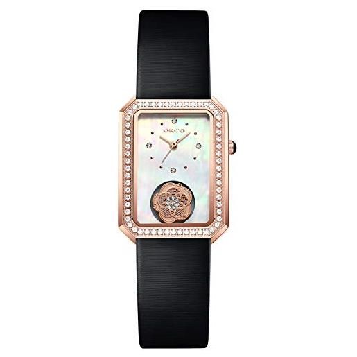 RORIOS orologi da donna al quarzo orologio con cinturino in pelle elegante quadrato orologio da polso moda vestito donna orologi