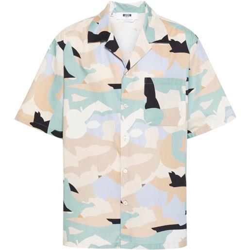 MSGM camicia con stampa camouflage - blu