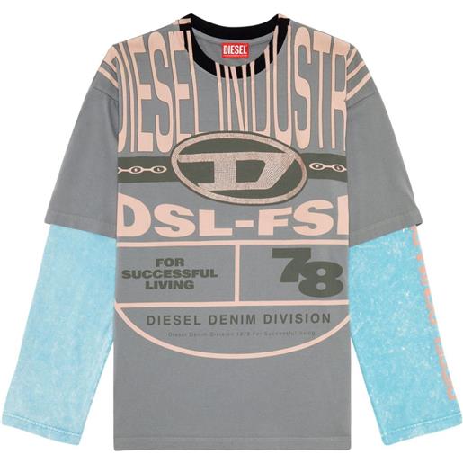 Diesel t-shirt a strati con stampa grafica - grigio