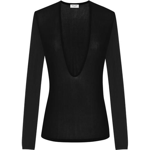Saint Laurent maglione con scollo ampio - nero