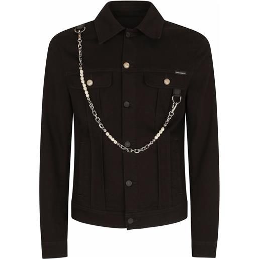 Dolce & Gabbana giacca denim con catena - nero