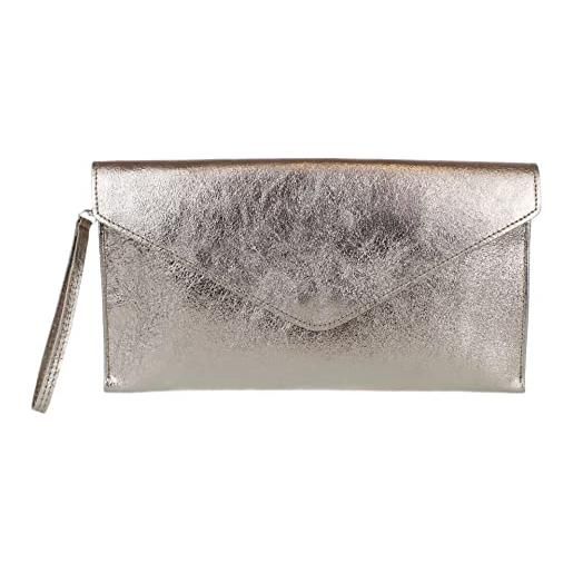 Girly handbags pochette da polso in pelle italiana metallizzata shimmer, nero