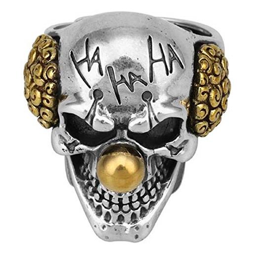 PikaLF anello con testa di teschio, da uomo, con teschio, gotico, per cocktail, feste, vampiro, anello di halloween biker, gioielli vintage punk, no. 