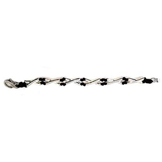 Spadarella bracciale unisex croci a x in argento e cotone nautico nero spbr410 lunghezza 19 cm