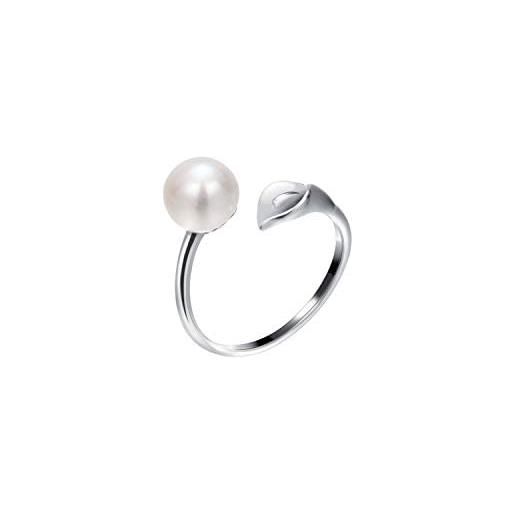 VIKI LYNN anello da donna in argento fine 925 con perla coltivata, 8-9 mm, regolabile, anello aperto di fidanzamento, festa della mamma, argento 925/1000 perla di coltivazione d'acqua dolce
