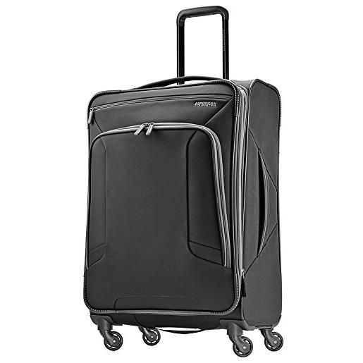 American Tourister kix - 4 valigie espandibili softside con ruote girevoli, nero/grigio, checked-medium 25-inch, 4 kix - bagagli espandibili softside con ruote girevoli
