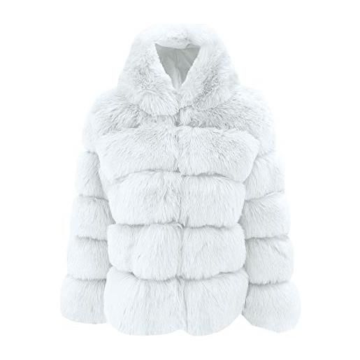 Generic 2023 nuovo stile y23-k - giacca sintetica con cappuccio invernale in finto visone da donna giacca calda spessa, bianco, xxl