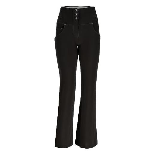 FREDDY - pantaloni wr. Up® in navetta con vita alta e fondo super flare, nero, small
