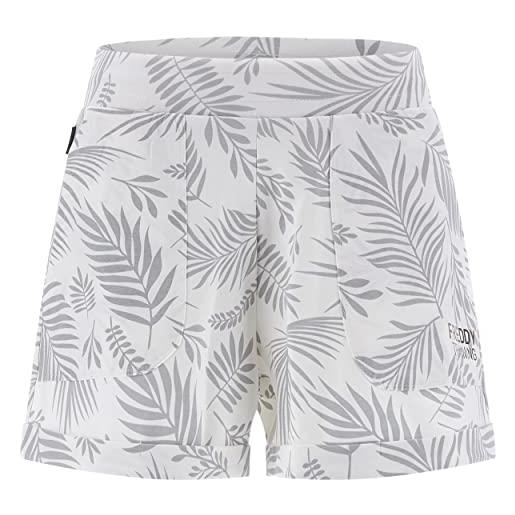 FREDDY - shorts in jersey stampa foliage tropicale, donna, bianco, extra small