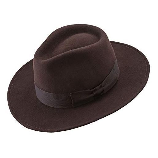 Sterkowski cappello fedora classico in feltro di lana di pecora marrone 7.25