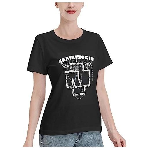 KWQDOZF ram-m-stein stampa casual t-shirt a maniche corte t-shirt girocollo t-shirt estive da donna nero s