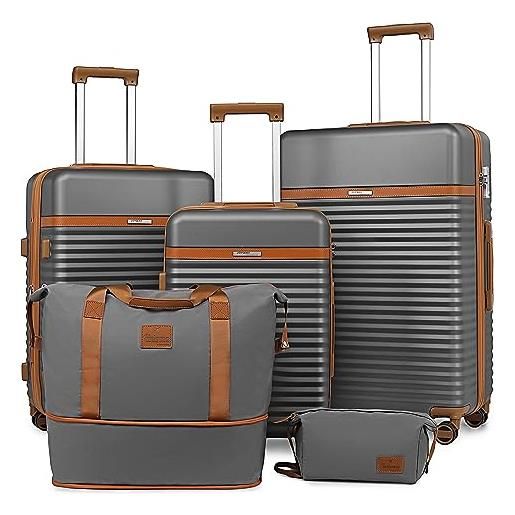 Joyway set di 3 valige con borsone da viaggio, abs set di trolley bagalio con 4 ruote e lucchetto tsa