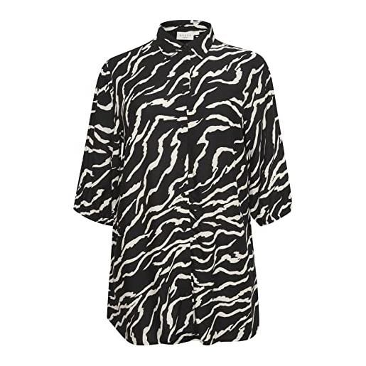 Kaffe Curve kcsonna shirt, camicia da donna, black/antique zebra print, 
