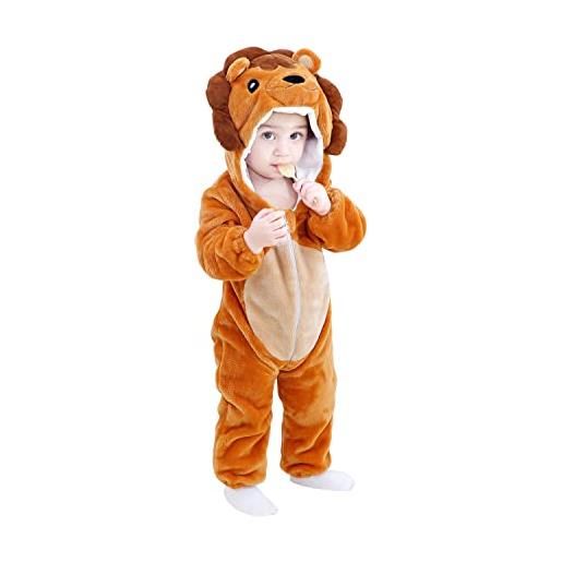 AGQT unisex baby the lion costume carnevale costume da animale inverno autunno pigiama abbigliamento con cappuccio pagliaccetto intero taglia 18-24 mesi