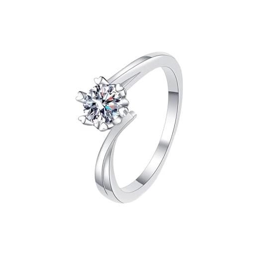 Homxi anello fidanzamento donna argento 925, anelli matrimonio solitario con moissanite 0.3ct anello argento donna fidanzamento taglia 18(59mm)