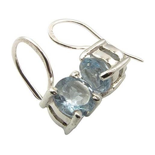 SilverStarJewel orecchini pendenti con topazio blu 1,5 cm regalo in pietra d'argento sterling