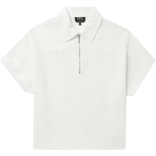 A.P.C. t-shirt con mezza zip - bianco