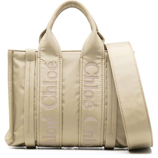 Chloé borsa tote woody piccola - toni neutri