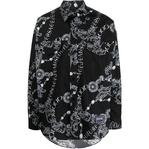 Versace Jeans Couture camicia con stampa chain couture - nero