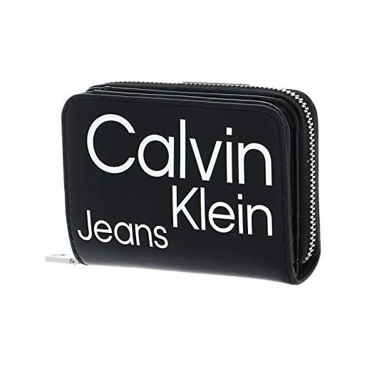 Calvin Klein ckj sleek zip wallet with flap m black aop