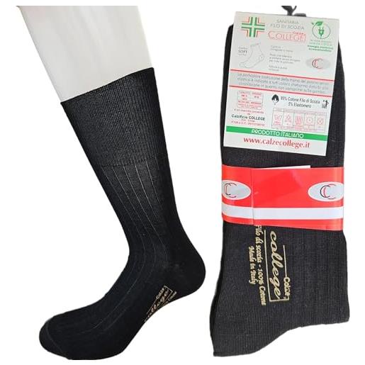 calze college 12 paia calze corte uomo sanitaria riposante in pregiato cotone filo di scozia (39-42, assortite)