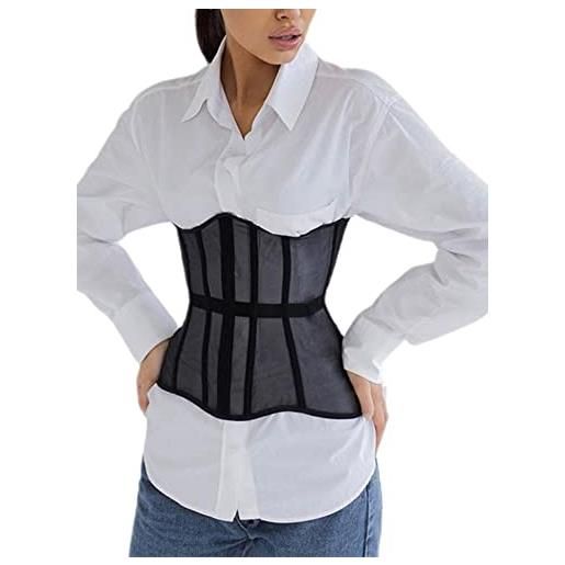 CHRYP le donne in maglia corsetto a vita corta cintura elastica corsetto cinghie larga cintura a vita donna abbigliamento abbigliamento accessori (color: black, size: m)
