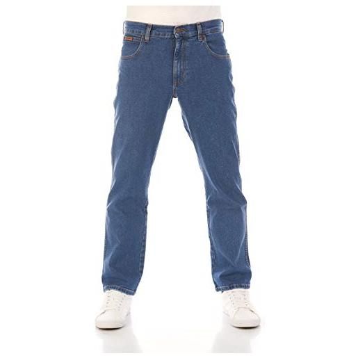Wrangler jeans da uomo regular fit texas stretch pantaloni autentici straight jeans denim cotone nero blu grigio w28 w29 w30 w31 w32 w33 w34 w36 w38 w40 w42 w44, smoke blue (wss1lr90b), 32w x 34l