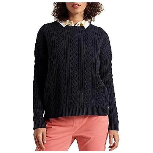 Superdry dropped shoulder cable crew, polo a maniche lunghe, 
