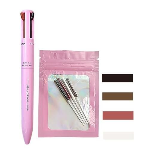 RoseFlower 4-in-1 penna di truccocon ricarica, 4 colori multi-funzione makeup matita di bellezza, eyeliner penna, eyebrow pencil, matita per labbra, evidenziatore, compatto per i viaggi(#3)