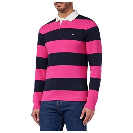 GANT barstripe heavy rugger, t-shirt uomo, rosso ( hyper pink ), s
