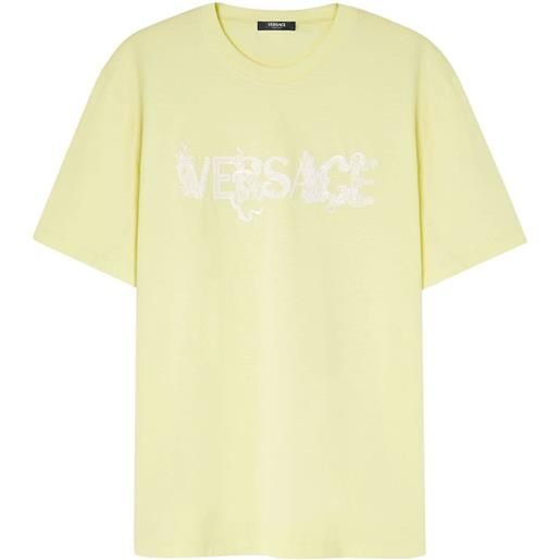 Versace t-shirt con ricamo - giallo