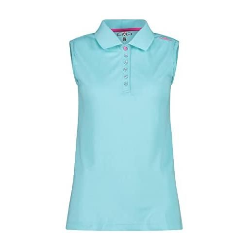 CMP sleeveless polo shirt in plain colour, woman, geraneo-malva, 40