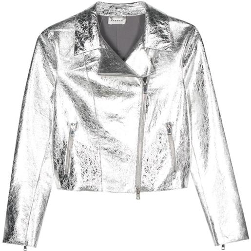 P.A.R.O.S.H. giacca con effetto craquelé - argento