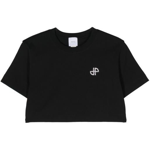 Patou t-shirt crop con decorazione - nero