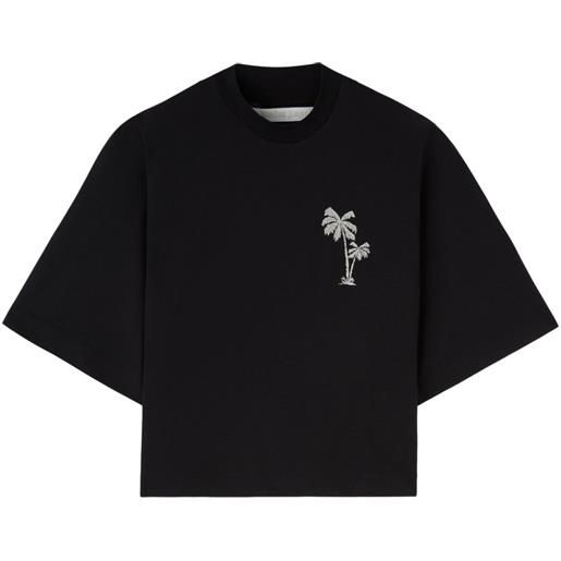 Palm Angels t-shirt con ricamo crop - nero
