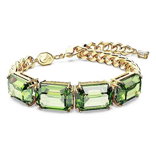 Swarovski millenia braccialetto, con cristalli e zirconia Swarovski a taglio ottagonale, placcatura in tonalità oro, verde