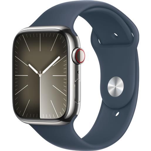 APPLE smartwatch apple watch series 9 gps + cellular cassa 45mm in acciaio inossidabile con cinturino sport s/m blu tempesta