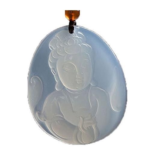 yigedan naturale agata bianca kwan-yin guanyin bodhisattva buddha collana ciondolo